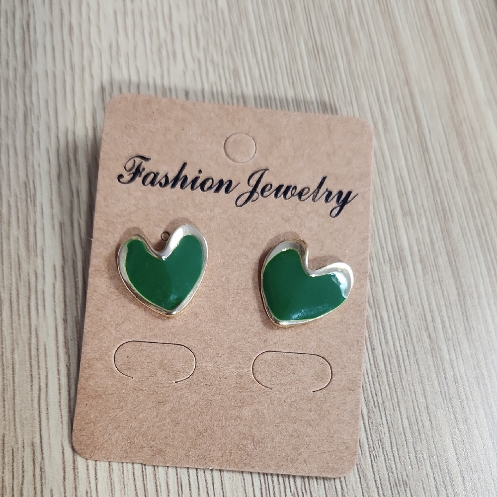 Green Heart Earrings